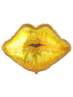 Воздушный шар фольгированный 26" "Губы, золото блеск" инд.уп.
