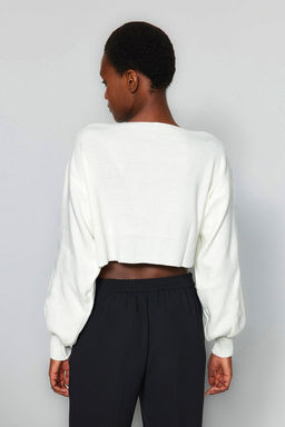 Ekru Super Crop Basic Fiyonklu Triko H?rka TWOAW24HI00315