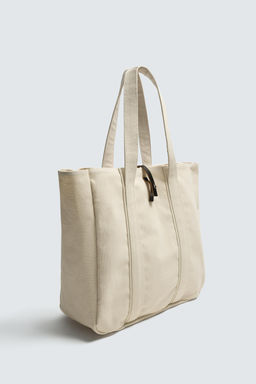 BOLSO SHOPPER TEJIDO / Blanco Crudo - Zara фото 2