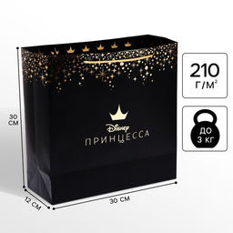 Пакет подарочный, упаковка, Принцессы, 30×30×12 см, тиснение