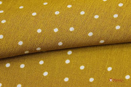 Креп-вискоза с эфф.жатости Россыпь мелкого гороха на темно-горчичном, СОРТ2, ш.1.42м, вискоза-100% - Купава фото 9