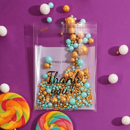 Цена за 100 шт. Пакет БОПП с липкой лентой, «Спасибо», 10×10+3 см