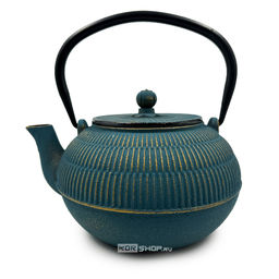 Чайник чугунный бирюза и золото Тэцубин (14 х 11,2 см) Marumo Takagi, Япония, 800 мл Чайник чугунный бирюза и золото Тэцубин (14 х 11,2 см) Marumo Takagi, Япония, 800 мл