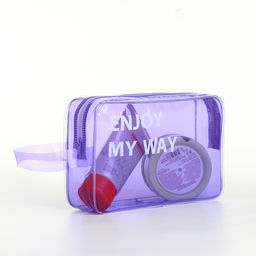 Косметичка на молнии для бассейна, с ручкой, с принтом My way, прозрачная/фиолетовая - Simaland фото 3