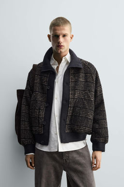 CONTRAST COLLAR RIBBED JACKET - Zara фото 2