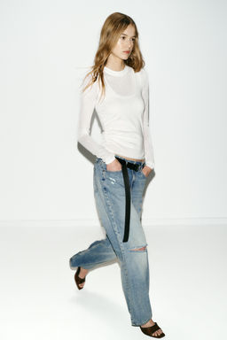 JEANS Z1975 STRAIGHT LOW-RISE RIPPED - Zara фото 14