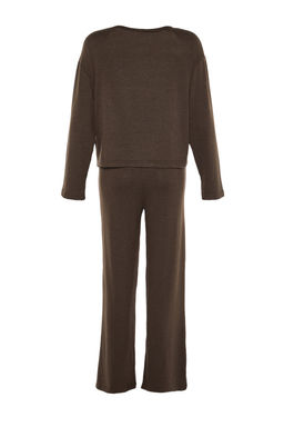 Trendyolmilla Kahverengi Fitilli Orme Pijama Tak?m? THMAW21PT0684 фото 7