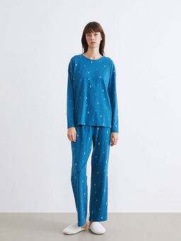 Bisiklet Yaka Y?lba?? Temal? Kad?n Pijama Tak?m?