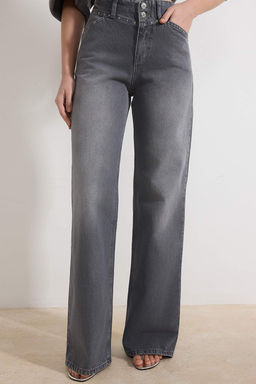 Gri Trok Detayl? Normal Bel %100 Pamuk Wide Leg Jeans TWOSS26JE00051 - Trendyolmilla фото 5