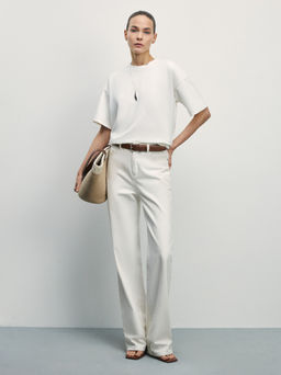 Футболка из плотного хлопка с контрастными швами / Zarina  фото 2