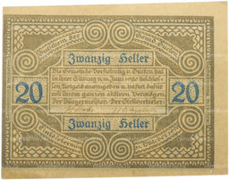 Банкнота 20 геллеров 1920 года Австрия  община Гуртен (Нотгельд)
