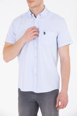 Мужская светло -голубая рубашка с коротким рукавом в корзине - U.s. polo assn фото 6
