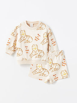 Bisiklet Yaka Uzun Kollu Erkek Bebek Sweatshirt ve ?ort 2li Tak?m