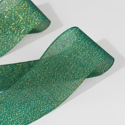 Лента парчовая, 40 мм, 23 1 м, цвет зелёный - Арт узор фото 2