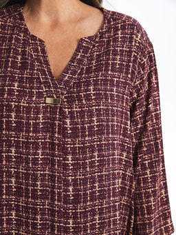 Ka??k Yaka Desenli Elbise