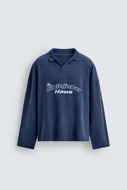 EMBROIDERED TEXTURED RUGBY POLO SHIRT - Zara фото 7