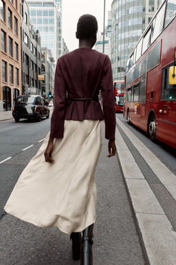 BELTED FAUX SUEDE PEPLUM JACKET - Zara фото 3