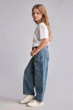 %100 Pamuk Baggy Fit Jean Pantolon K_z _ocuk - Defacto фото 2