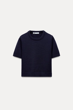 BASIC PLAIN KNIT SHORT SLEEVE TOP - Zara фото 2