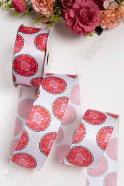 Лента атласная 4 см "Экзотические фрукты" Premium (SF-1652)