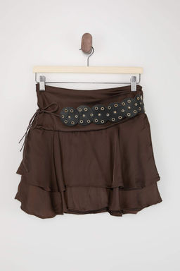 Kahverengi Kemerli Saten Mini Ici Sortlu Boho Etek TWOSS26ET00155 - Trendyolmilla фото 9