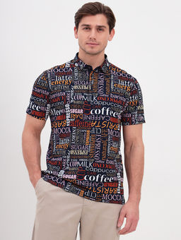 Джемпер мужской с воротником поло короткий рукав GREG G144-KP1246-UT14 (принт буквы)