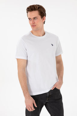 Erkek Regular Fit Bisiklet Yaka Beyaz Basic Ti__rt Sepette S_rpriz _ndirim