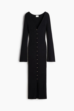 Rib-knit button-front dress - H&m фото 7