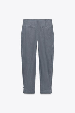 ZW COLLECTION LINEN PLEATED TROUSERS - Zara фото 5