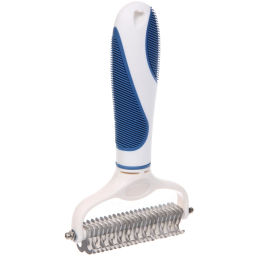 Расческа для удаления колтунов "ЛАПУСИКИ", коллекция БРО, прорезиненная ручка, цвет белый/голубой, 11.2*19см (блистер)