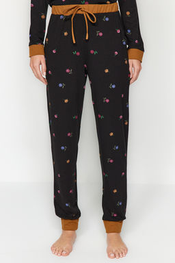 Trendyolmilla Siyah %100 Pamuklu Cicekli Tshirt-Jogger Orme Pijama Tak?m? THMAW24PT00227 фото 5