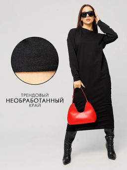 Женское платье макси из футера 2-х нитки Lingeamo черный ВП-10 (35)  фото 11