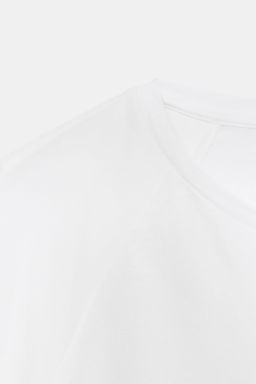 CAMISETA COMBINADA MANGA ABULLONADA / Blanco