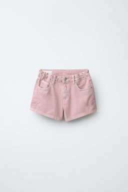 BERMUDA DENIM TACHAS PARCHE ESTRELLA / Rosa