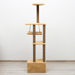 Комплекс для кошек с когтеточкой, угловой, с гамаком, 48 х 48 х 171 см, джут, искусственный мех, беж - Пижон фото 4
