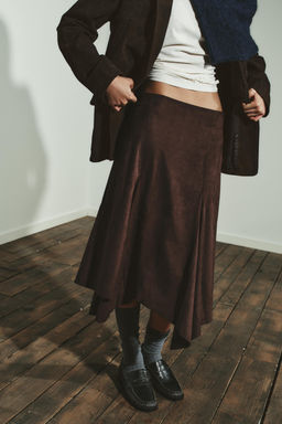 ASYMMETRIC SUEDE-EFFECT MIDI SKIRT - Zara фото 2