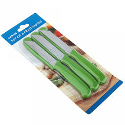 Нож для овощей 77мм, лезвие из нержавеющей стали, цветная пластмассовая ручка с отверстием в ассортименте: синий; красный; зеленый Гамма с зубчиками (Китай) Цена указана за штуку. В блистере 6 штук. - Домашняя мода фото 6