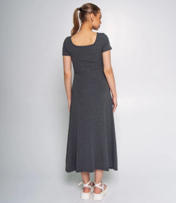 Платье #КТ68012, тёмно-серый меланж