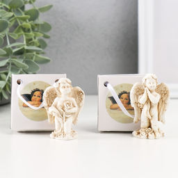 Цена за 2 шт. Сувенир полистоун "Ангелочек и цветок" МИКС 2,5х4,2х5,5 см