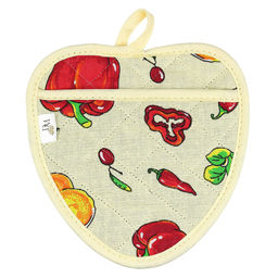 Прихватка с запахом 20х20см Перцы, форма Клубника, рогожка 171г/м2, хлопок 100%, наполнитель - ватин 280г/м2, на пластмассовом подвесе, Домашняя мода (Россия)  фото 2