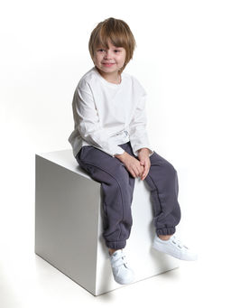 Брюки с шевроном для мальчика штаны спортивные 22-7683 светлый графит - Mini maxi фото 8