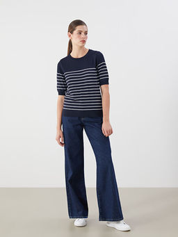 Bisiklet Yaka ?izgili Kad?n Triko Kazak