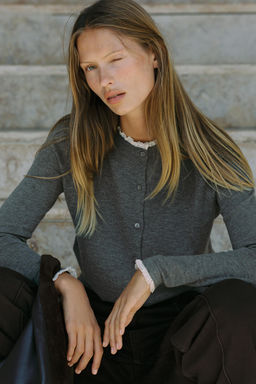 LACE TRIM COMBINATION CARDIGAN - Zara фото 5