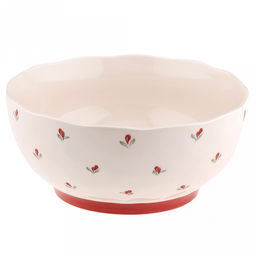 "Нежное утро" Салатник фарфоровый 1,7л, д20,2см, h9,1см, с деколью, волнистый борт, кремово-розовый (Китай)