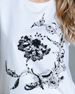 Футболка с принтом и бусинами FD015 - Sahar art lab фото 5