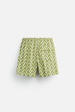 LONG GEOMETRIC PRINT SWIMMING TRUNKS - Zara фото 7