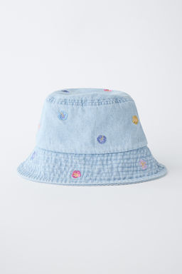 GORRO BUCKET DENIM FLORES BORDADAS / Azul - Zara фото 4