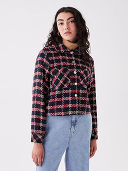 Desenli Uzun Kollu Crop Kad?n G?mlek Ceket