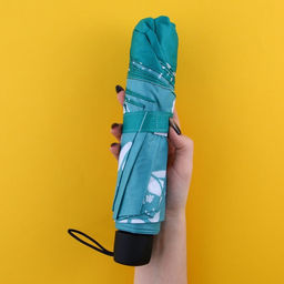 Зонт механический Цветы, 8 спиц, d=95, цвет бирюзовый - Simaland фото 5