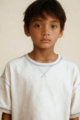 CAMISETA RAYAS PESPUNTES CREATED BY CARAMEL LONDON X ZARA / Beige